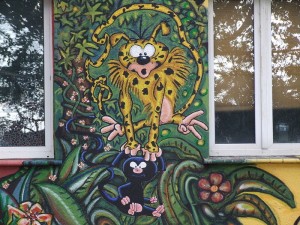 Peinture d'un fan du Marsupilami sur un mur de Düsseldorf. Wikipedia GNU